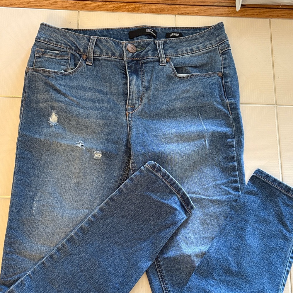 1822 Denim Women's Distressed Blue Skinny Jeans